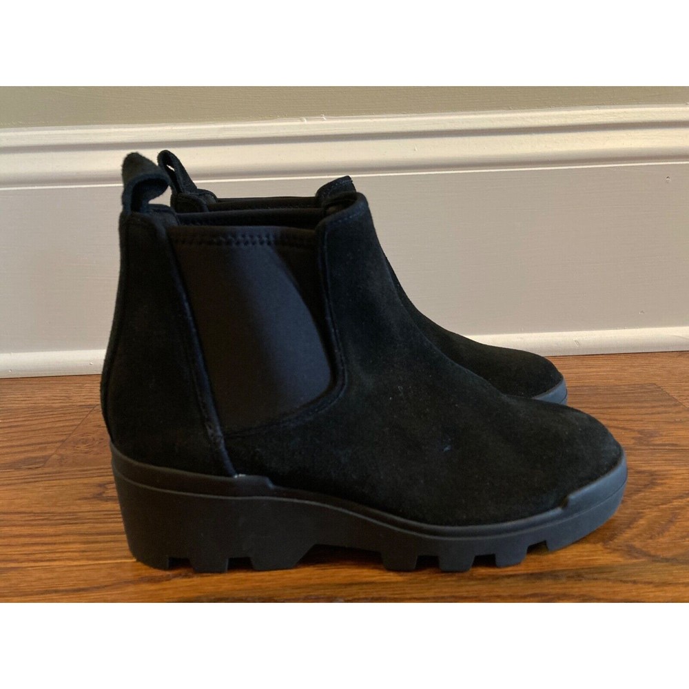 Eileen Fisher Splash Waterproof Suede Bootie  Size 5 US Black Wedge Heel NWOB - Picture 4 of 11